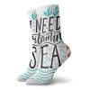 GULTMEE Funny Compression Socks Women and Men,I Need Vitamin Sea Inspirational Quote Hand Drawn With Coral Waves Starfishes Bubbles,Best for Circulation,Running,Athletic,Nurse,Travel, -12 inch view 1