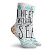 GULTMEE Funny Compression Socks Women and Men,I Need Vitamin Sea Inspirational Quote Hand Drawn With Coral Waves Starfishes Bubbles,Best for Circulation,Running,Athletic,Nurse,Travel, -12 inch view 2