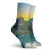 Funky Colorful Cushion Sport Socks,Venetian Tower Archaeological Site National Park At Sunrise Lake Sanctuary Landscape,Athletic Cushioned Running Performance Crew Socks For Men/Women, -12 inch view 2