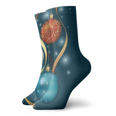 GULTMEE Funky Colorful Cushion Sport Socks,Vivid Classical Baubles With Ribbons And Different Patterns Abstract,Athletic Cushioned Running Performance Crew Socks For Men/Women, -12 inch