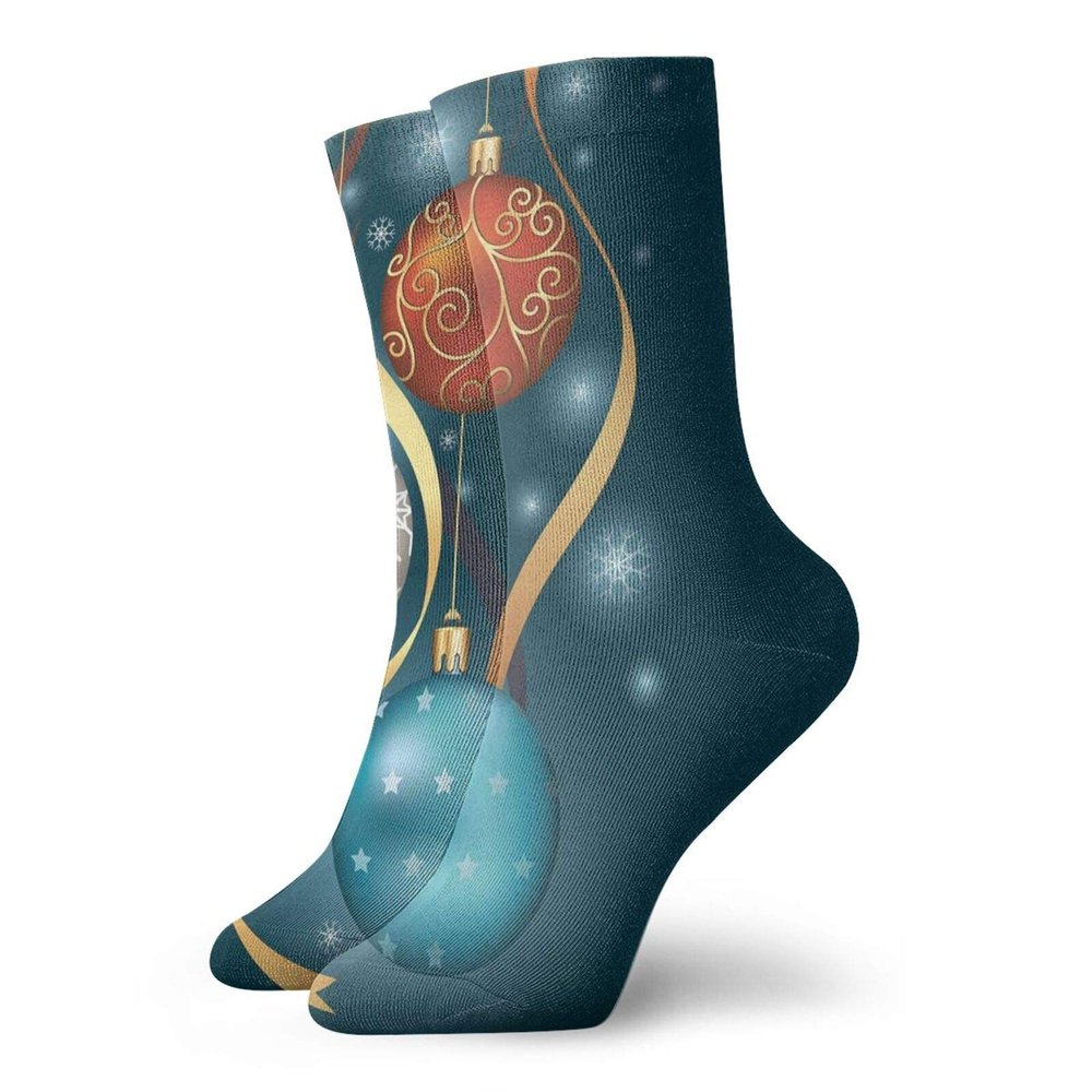 GULTMEE Funky Colorful Cushion Sport Socks,Vivid Classical Baubles With Ribbons And Different Patterns Abstract,Athletic Cushioned Running Performance Crew Socks For Men/Women, -12 inch