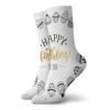 GULTMEE Funky Colorful Cushion Sport Socks,Happy Birthday To You Message With Circle Celebration Cake Design,Athletic Cushioned Running Performance Crew Socks For Men/Women, -12 inch view 1