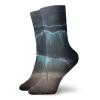 GULTMEE Fashion Compression Socks,Woman Stands Alone Gothic Tidal Wave By The Beach Print,Performance Polyester Cushioned Athletic Crew Socks for Running,Athletic, -12 inch view 1