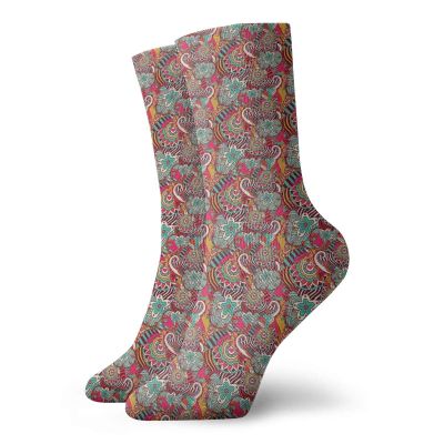 GULTMEE Funny Compression Socks Women and Men,Hand Drawn Composition With Flowers Stars And Hearts Romantic Abstract Design,Best for Circulation,Running,Athletic,Nurse,Travel, -12 inch