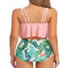 Edelqual Tankini Swimsuits for Women Plus Size Tummy Control Juniors Girls Bathing Suit Two Piece Top Modest Full Coverage High Waisted Bikini Bottom(Pink Green Leaves XL) view 4