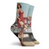 Fashion Compression Socks,Short Dutch Haircut Style Brunette Lady Standing In Front Of A Car,Performance Polyester Cushioned Athletic Crew Socks for Running,Athletic, -12 inch view 2
