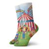 GULTMEE Funny Compression Socks Women and Men,Fun Circus Scene With Clowns On Grass Rainbow Ferris Wheel Happy Bubbles Childhood Theme,Best for Circulation,Running,Athletic,Nurse,Travel, -12 inch view 1
