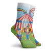 GULTMEE Funny Compression Socks Women and Men,Fun Circus Scene With Clowns On Grass Rainbow Ferris Wheel Happy Bubbles Childhood Theme,Best for Circulation,Running,Athletic,Nurse,Travel, -12 inch view 2