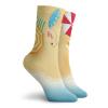 GULTMEE Funky Colorful Cushion Sport Socks,Beach Waves With Umbrella Towels And Surfing Board Swimming Themed Summer Season,Athletic Cushioned Running Performance Crew Socks For Men/Women, -12 inch view 2