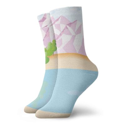 GULTMEE Fashion Compression Socks,Polygonal Mountains Trees Pond Pastel Colors,Performance Polyester Cushioned Athletic Crew Socks for Running,Athletic, -12 inch
