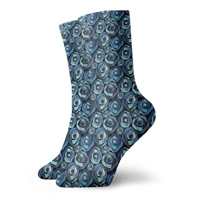 GULTMEE Funny Compression Socks Women and Men,Modernistic Abstract Floral Pattern With Aqua Color Palette Rose Petals Bloom,Best for Circulation,Running,Athletic,Nurse,Travel, -12 inch
