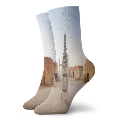 GULTMEE Funky Colorful Cushion Sport Socks,Image Of Fantasy Movie Town Of Fantasy Planet Out Of Space Setting Theme Landscape,Athletic Cushioned Running Performance Crew Socks For Men/Women, -12 inch