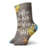 GULTMEE Fashion Compression Socks,Salt In The Air Sand In My Hair Letter Calligraphy Art With Flip Flops Figure,Performance Polyester Cushioned Athletic Crew Socks for Running,Athletic, -12 inch view 1