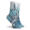 GULTMEE Shark Fashion Compression Socks,Hammerhead Fish With Ornamental Ethnic Effects,Performance Polyester Cushioned Athletic Crew Socks for Running,Athletic,Dark Petrol Blue White -12 inch view 2
