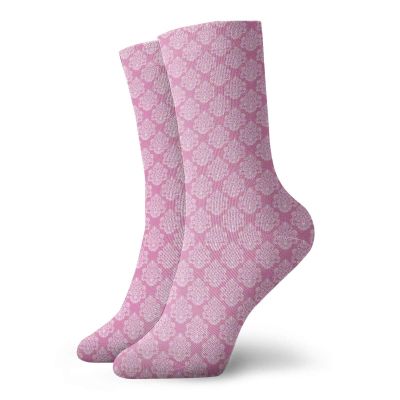 GULTMEE Funky Colorful Cushion Sport Socks,Intricate Flower Motifs Artistic Petals And Leaves Retro Renaissance Tile,Athletic Cushioned Running Performance Crew Socks For Men/Women, -12 inch