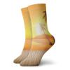 GULTMEE Fashion Compression Socks,Sunset Over The Ocean With Palm Tree And Wooden Deck Horizon View Image Tropical,Performance Polyester Cushioned Athletic Crew Socks for Running,Athletic, -12 inch view 1