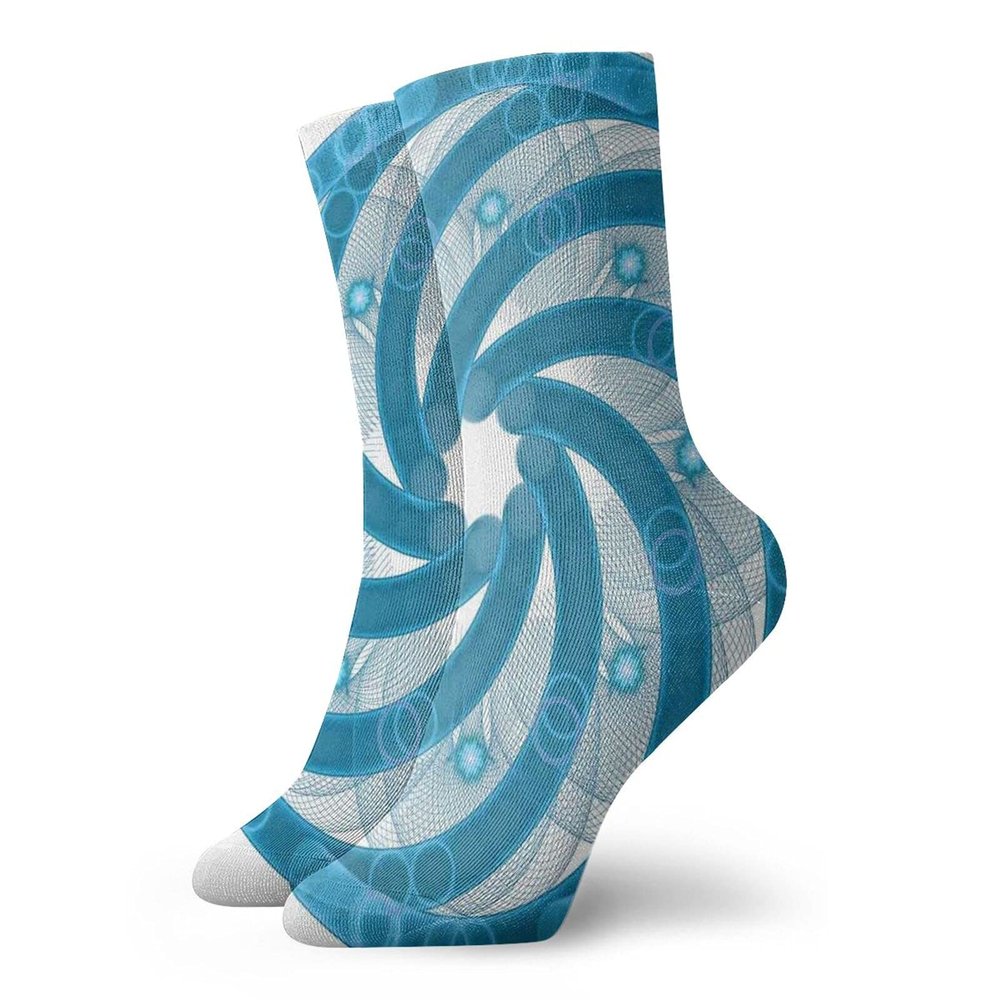 Fashion Compression Socks,Computer Rendered Abstract Fractal Design Rotary Turning Futuristic Hole Tube Whirl Design,Performance Polyester Cushioned Athletic Crew Socks for Running,Athletic, -12 inch