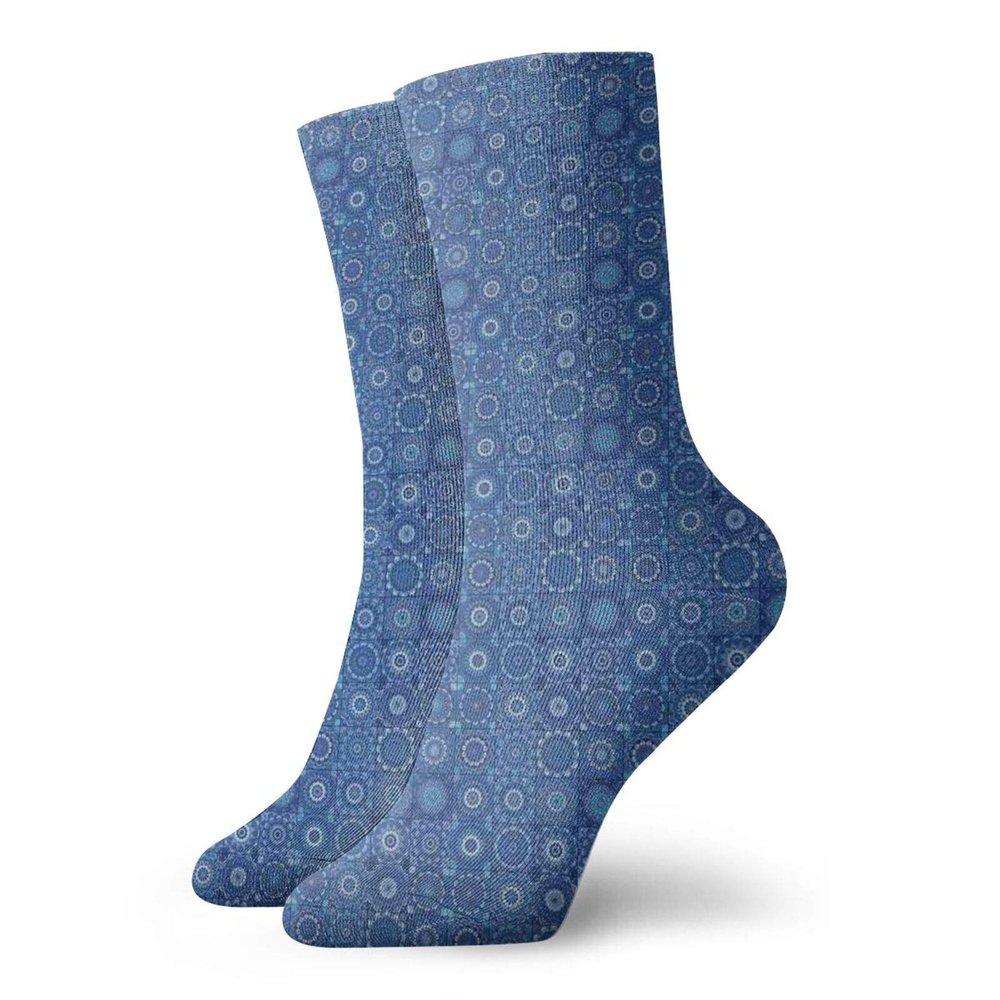 GULTMEE Funny Compression Socks Women and Men,Moroccan Traditional Tiles Portuguese Azulejo Inspired Design,Best for Circulation,Running,Athletic,Nurse,Travel, -12 inch