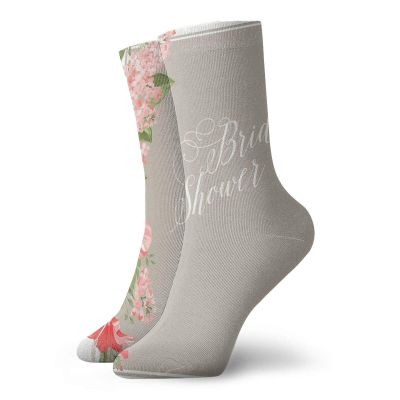 GULTMEE Funky Colorful Cushion Sport Socks,Lilacs Orchids With Leaves Corner Frame Bride Party,Athletic Cushioned Running Performance Crew Socks For Men/Women, -12 inch