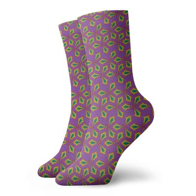 GULTMEE Fashion Compression Socks,Geometric Shapes On Purple Shaded Background Colorful Sixties Inspired Design,Performance Polyester Cushioned Athletic Crew Socks for Running,Athletic, -12 inch