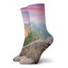 GULTMEE Funny Compression Socks Women and Men,Fantasy Sky On Cultural Architecture Section Surrounded By Grassland Print,Best for Circulation,Running,Athletic,Nurse,Travel, -12 inch view 1