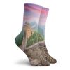 GULTMEE Funny Compression Socks Women and Men,Fantasy Sky On Cultural Architecture Section Surrounded By Grassland Print,Best for Circulation,Running,Athletic,Nurse,Travel, -12 inch view 2