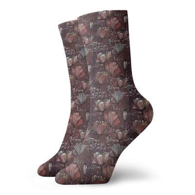 GULTMEE Fashion Compression Socks,Murky Grunge Blooms Rainy Classic Floral Background Pastel Motifs,Performance Polyester Cushioned Athletic Crew Socks for Running,Athletic, -12 inch