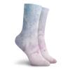 Marble Fashion Compression Socks,Pastel Toned Cloudy Hazy Crack Lines Stained Antique Shabby Chic,Performance Polyester Cushioned Athletic Crew Socks for Running,Athletic,Light Blue Baby Pink -12 inch view 2