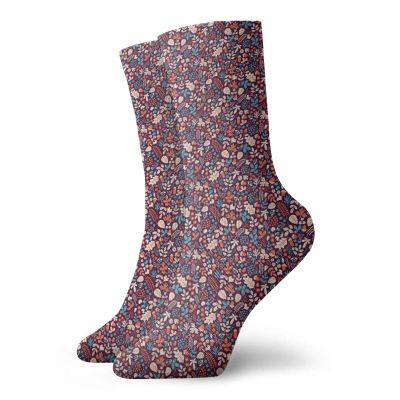 Fashion Compression Socks,Pattern With Autumn Leaves Berries Poppies And Acorns Fall Season Foliage Theme Print,Performance Polyester Cushioned Athletic Crew Socks for Running,Athletic, -12 inch