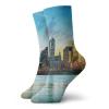 GULTMEE Funky Colorful Cushion Sport Socks,Overview Of The City Nighttime At Dusk Twilight Bridge Ohio River Waterfront,Athletic Cushioned Running Performance Crew Socks For Men/Women, -12 inch view 1