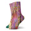 GULTMEE Funny Compression Socks Women and Men,Asian Woman In Colorful Dress Cartoon Style Figures On Paisley And Flower Backdrop,Best for Circulation,Running,Athletic,Nurse,Travel, -12 inch view 1