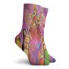 GULTMEE Funny Compression Socks Women and Men,Asian Woman In Colorful Dress Cartoon Style Figures On Paisley And Flower Backdrop,Best for Circulation,Running,Athletic,Nurse,Travel, -12 inch view 2