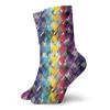 GULTMEE Fashion Compression Socks,Diagonal Geometrical Houndstooth Pattern In Rainbow Colors On Gray Background,Performance Polyester Cushioned Athletic Crew Socks for Running,Athletic, -12 inch view 1