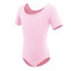 Gymnastics Ballet Dance Leotards for Toddler Girls Short Sleeve Ballet Leotard Top Athletic Training Unitards Ballerina Dancewear for Kids Ballet Tutu Skirted Dress Princess Costume Pink 8-9 Years view 2