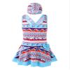 Hansber Kids Girls 2Pcs Athletic Tankini Sets Swimsuit Bohemia Printed Tanks Skirts Bathing Suit Blue 5-6 Years view 1