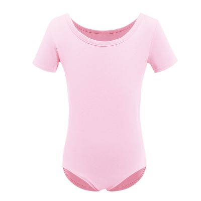 Gymnastics Ballet Dance Leotards for Toddler Girls Short Sleeve Ballet Leotard Top Athletic Training Unitards Ballerina Dancewear for Kids Ballet Tutu Skirted Dress Princess Costume Pink 6-7 Years