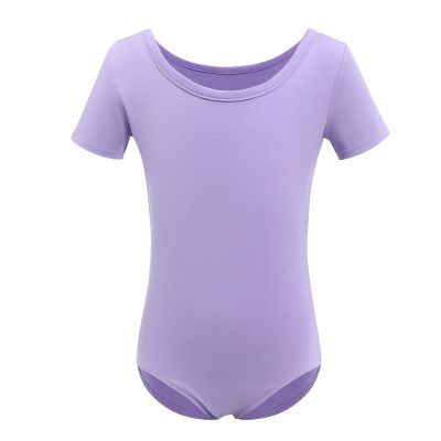 Gymnastics Ballet Dance Leotards for Toddler Girls Short Sleeve Ballet Leotard Top Athletic Training Unitards Ballerina Dancewear for Kids Ballet Tutu Skirted Dress Princess Costume Purple 6-7 Years