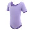 Gymnastics Ballet Dance Leotards for Toddler Girls Short Sleeve Ballet Leotard Top Athletic Training Unitards Ballerina Dancewear for Kids Ballet Tutu Skirted Dress Princess Costume Purple 6-7 Years view 2