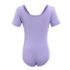 Gymnastics Ballet Dance Leotards for Toddler Girls Short Sleeve Ballet Leotard Top Athletic Training Unitards Ballerina Dancewear for Kids Ballet Tutu Skirted Dress Princess Costume Purple 6-7 Years view 3