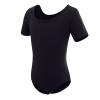 Gymnastics Ballet Dance Leotards for Toddler Girls Short Sleeve Ballet Leotard Top Athletic Training Unitards Ballerina Dancewear for Kids Ballet Tutu Skirted Dress Princess Costume Black 6-7 Years view 2