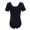Gymnastics Ballet Dance Leotards for Toddler Girls Short Sleeve Ballet Leotard Top Athletic Training Unitards Ballerina Dancewear for Kids Ballet Tutu Skirted Dress Princess Costume Black 6-7 Years view 3