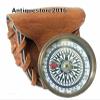 Antique Style Brass Marine Flat 2" Compass with Leather Case Vintage Item Gift view 3