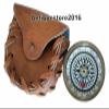 Antique Style Brass Marine Flat 2" Compass with Leather Case Vintage Item Gift view 4
