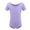 Gymnastics Ballet Dance Leotards for Toddler Girls Short Sleeve Ballet Leotard Top Athletic Training Unitards Ballerina Dancewear for Kids Ballet Tutu Skirted Dress Princess Costume Purple 8-9 Years view 1