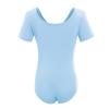 Gymnastics Ballet Dance Leotards for Toddler Girls Short Sleeve Ballet Leotard Top Athletic Training Unitards Ballerina Dancewear for Kids Ballet Tutu Skirted Dress Princess Costume Blue 7-8 Years view 3