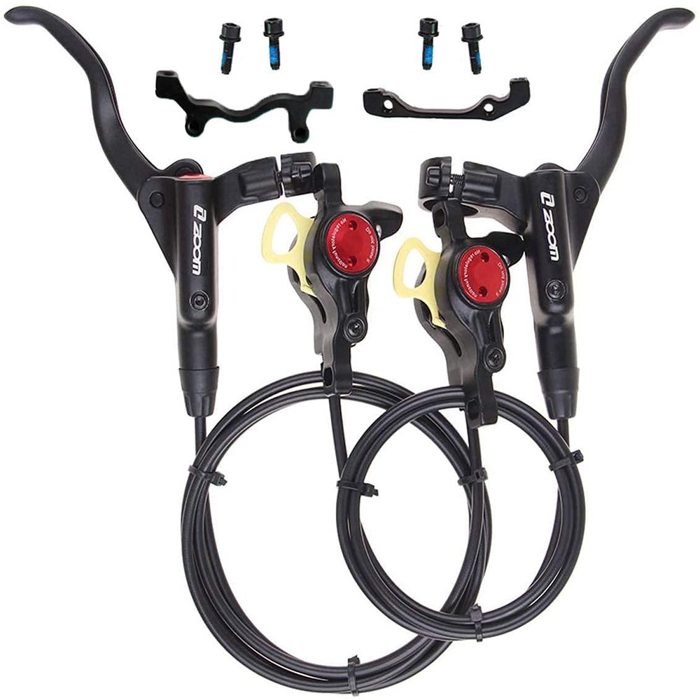 BUCKLOS MTB Hydraulic Disc Brakes Set, Aluminum Alloy Right Front Left Rear Disc Brake Levers, Fit for Mountain Bike PM is Adapter with 53.1inch Rears Cable
