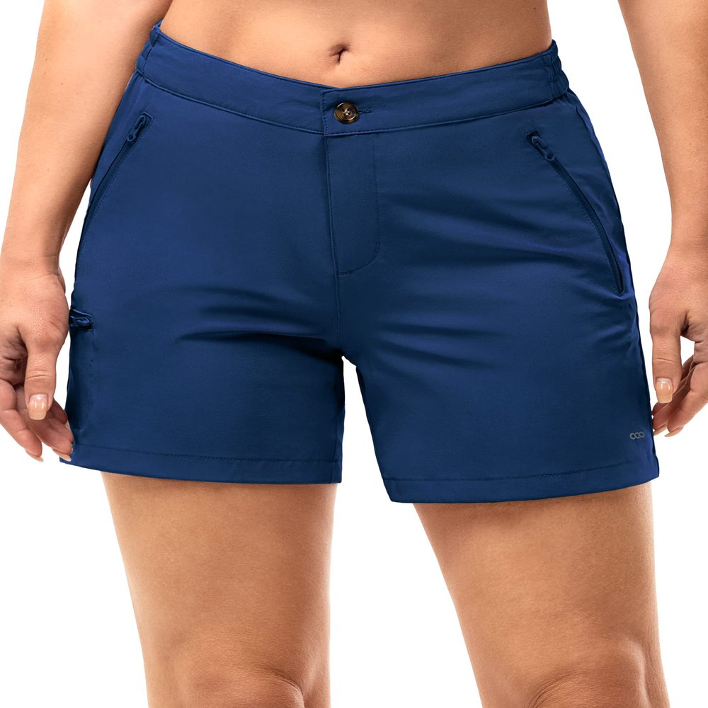 33,000ft Womens Golf Shorts Quick Dry for Women 5 Inch Inseam Ladies Shorts Stretch Packable Hiking Casual Shorts with 4 Pockets Med Indigo Blue