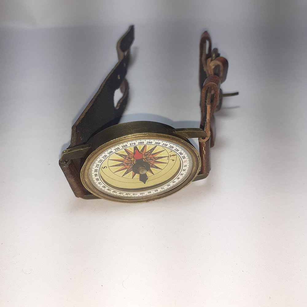Ganga Nautical Marine Brass Sundial Compass Wrist Watch Type Working Compass Gift