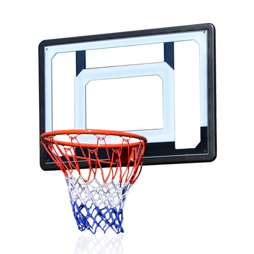 Basketball Hoop Basketball Hoop for Teenagers and Children, Indoor and Outdoor Wall-Mounted Basketball Hoops, with Metal Basket and PC Backboard Kit, Easy to Install