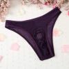 Mens Hole in Front Thongs Lingerie Breathable Briefs Sexy Underwear See-Through Hot Underpants Gift for Boyfriend Purple view 2